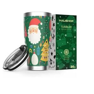 HAUSHOF 20oz Christmas Santa Tumbler Stainless Steel and Double Wall Insulated